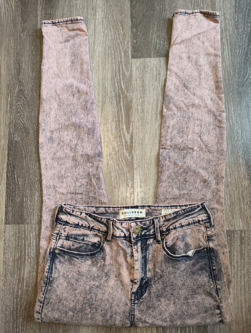 BULLHEAD Black Pink Acid Wash High Rise Skinny Jeans Women's Size 5